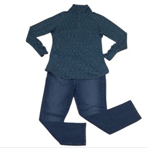 Columbia Quarter-Zip Pullover Mock Collar Sweater Jacket Ruched Long Sleeved